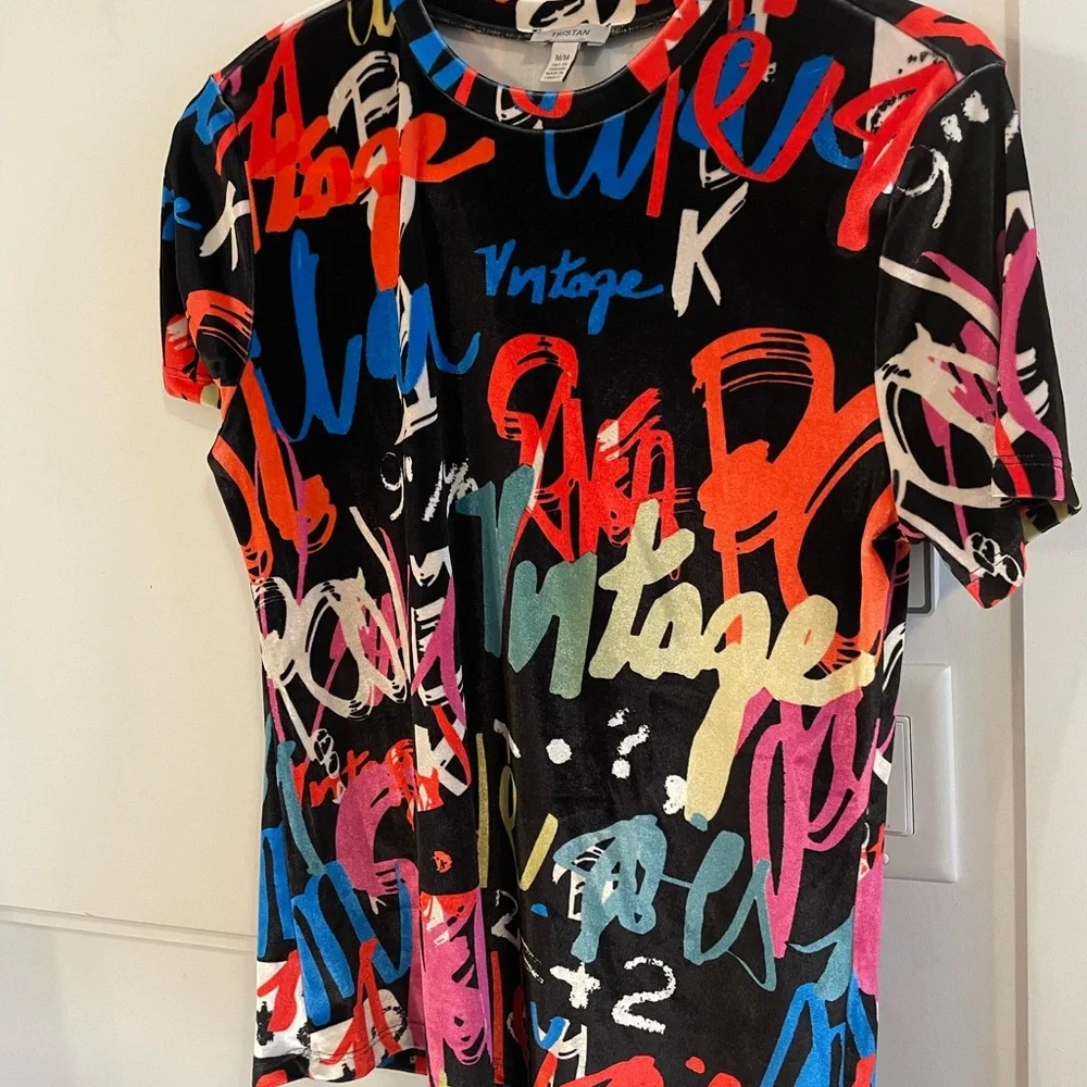 Velvet t-shirt vintage print - Picture 2 of 3